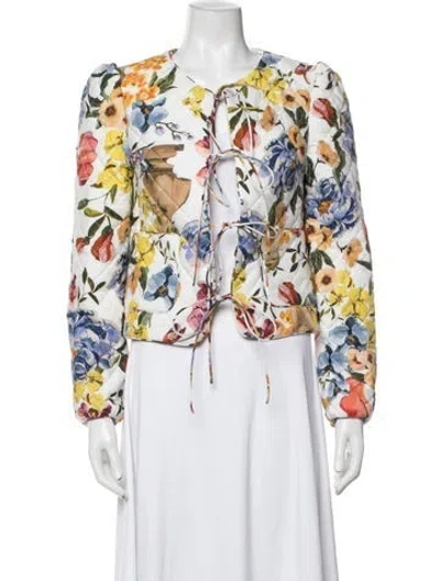 Pre-owned Farm Rio Floral Print Jacket In Pink