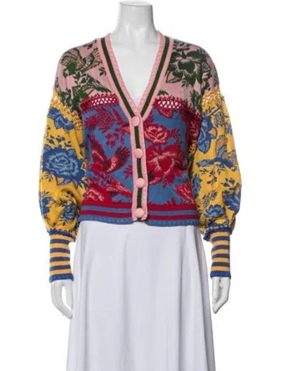 Pre-owned Farm Rio Floral Print Jacket In Red