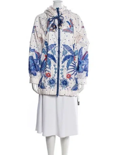 Pre-owned Farm Rio Floral Print Jacket W/ Tags In White