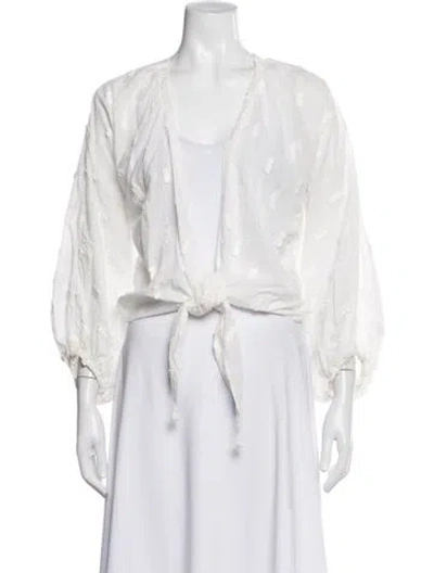 Pre-owned Farm Rio Floral Print Jacket In White