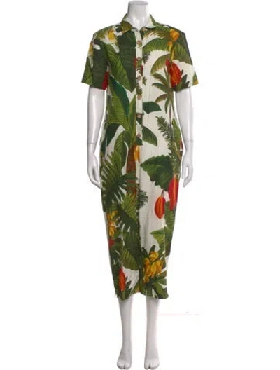 Pre-owned Farm Rio Floral Print Jumpsuit In Green