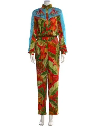 Pre-owned Farm Rio Floral Print Jumpsuit In Multicolor