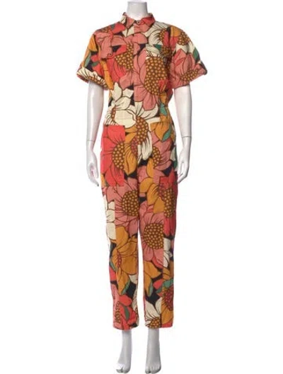 Pre-owned Farm Rio Floral Print Jumpsuit In Pink