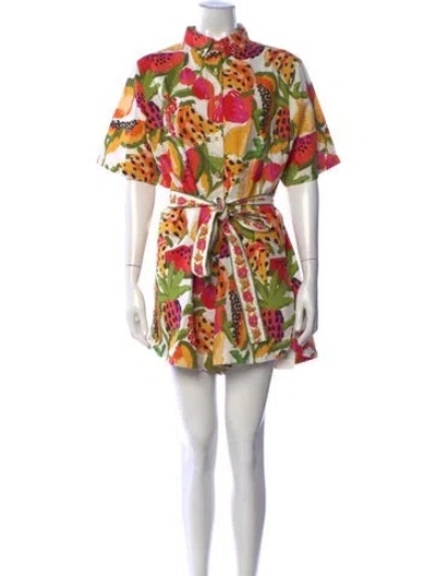Pre-owned Farm Rio Floral Print Jumpsuit In Yellow