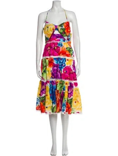 Pre-owned Farm Rio Floral Print Knee-length Dress In Multi