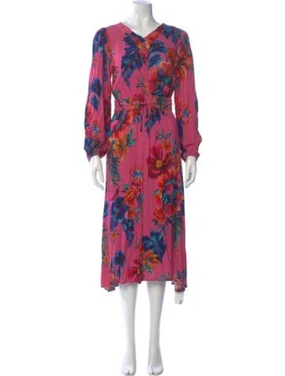Pre-owned Farm Rio Floral Print Knee-length Dress In Pink