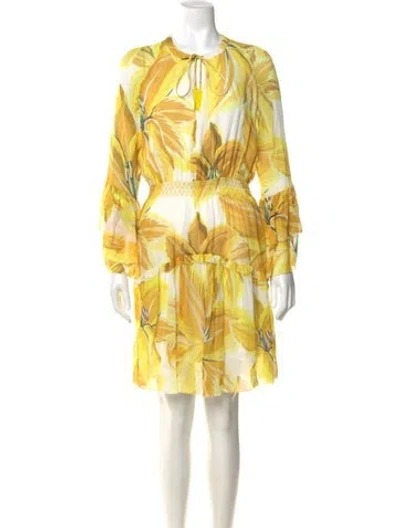 Pre-owned Farm Rio Floral Print Knee-length Dress In Yellow