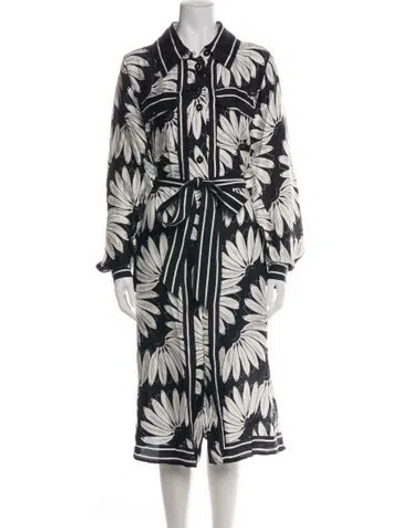 Pre-owned Farm Rio Floral Print Long Dress In Black