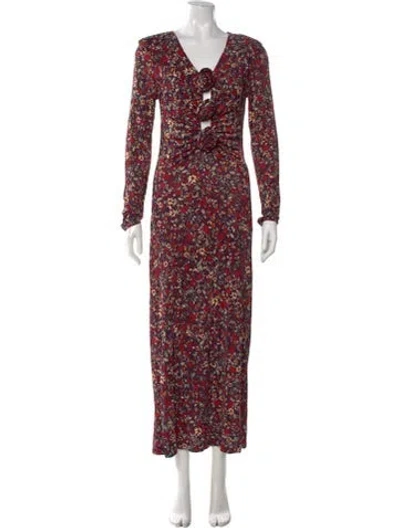 Pre-owned Farm Rio Floral Print Long Dress In Black