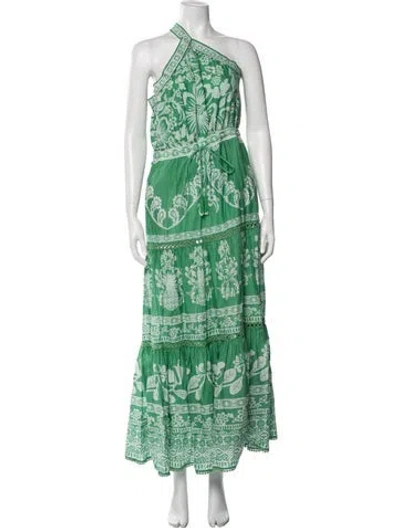 Pre-owned Farm Rio Floral Print Long Dress In Green
