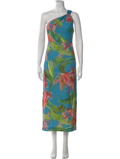 Pre-owned Farm Rio Floral Print Long Dress In Green