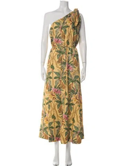 Pre-owned Farm Rio Floral Print Long Dress In Green