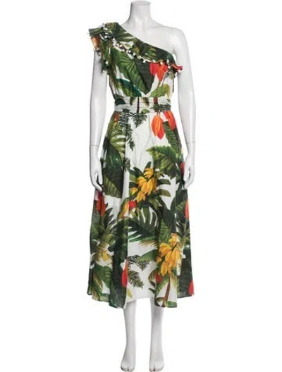 Pre-owned Farm Rio Floral Print Long Dress In Green