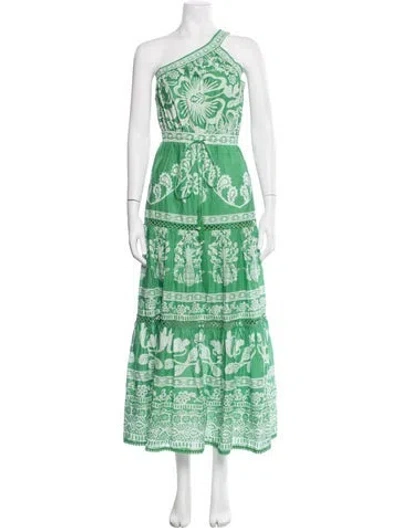 Pre-owned Farm Rio Floral Print Long Dress In Green