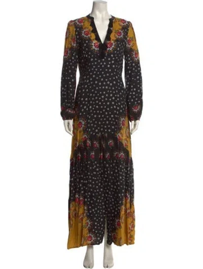 Pre-owned Farm Rio Floral Print Long Dress In Multi