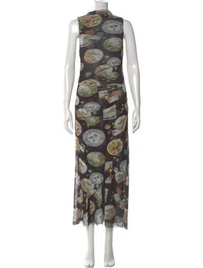 Pre-owned Farm Rio Floral Print Long Dress In Multi