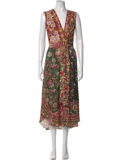 Pre-owned Farm Rio Floral Print Long Dress In Multi