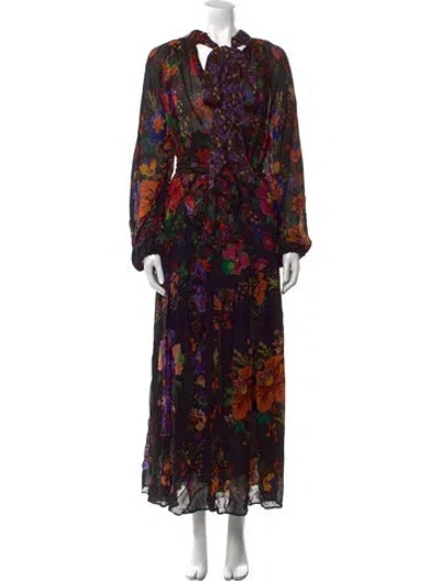 Pre-owned Farm Rio Floral Print Long Dress In Multi