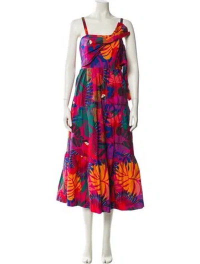 Pre-owned Farm Rio Floral Print Long Dress In Multi