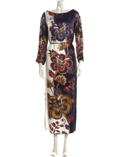 Pre-owned Farm Rio Floral Print Long Dress In Multi