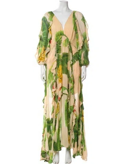 Pre-owned Farm Rio Floral Print Long Dress In Multi