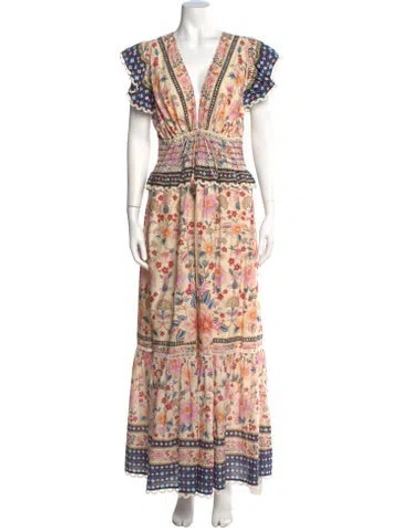 Pre-owned Farm Rio Floral Print Long Dress In Multi