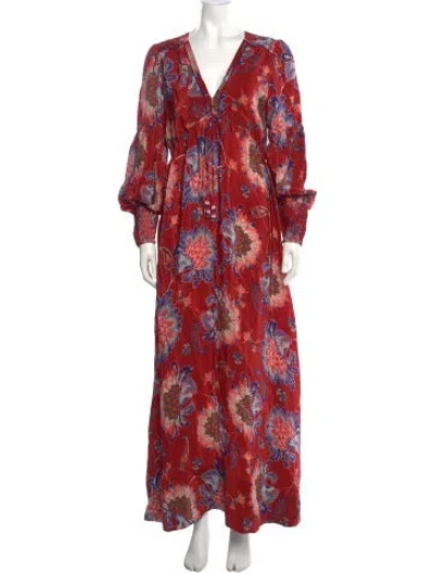 Pre-owned Farm Rio Floral Print Long Dress In Multi