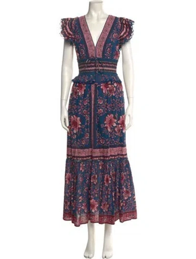 Pre-owned Farm Rio Floral Print Long Dress In Multi