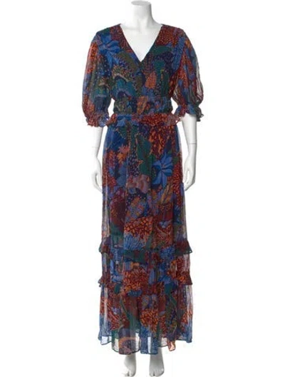 Pre-owned Farm Rio Floral Print Long Dress In Multi