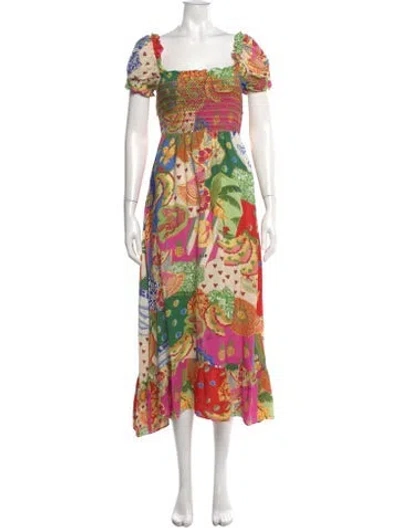Pre-owned Farm Rio Floral Print Long Dress In Multi