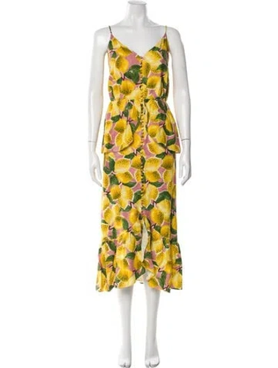 Pre-owned Farm Rio Floral Print Long Dress In Multi