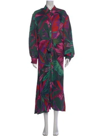 Pre-owned Farm Rio Floral Print Long Dress In Multi