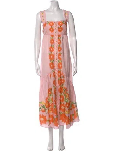 Pre-owned Farm Rio Floral Print Long Dress In Multi