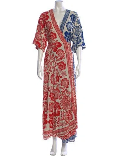 Pre-owned Farm Rio Floral Print Long Dress In Multi