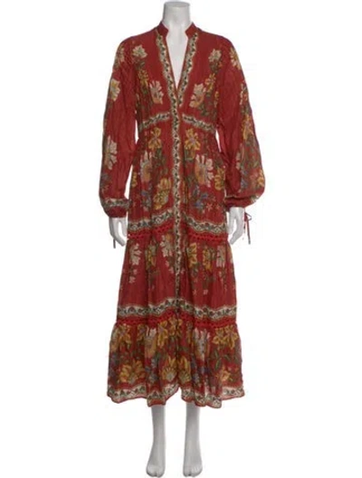 Pre-owned Farm Rio Floral Print Long Dress In Multi
