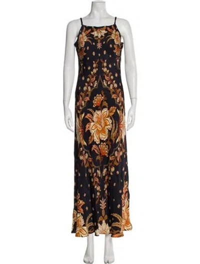 Pre-owned Farm Rio Floral Print Long Dress In Multi