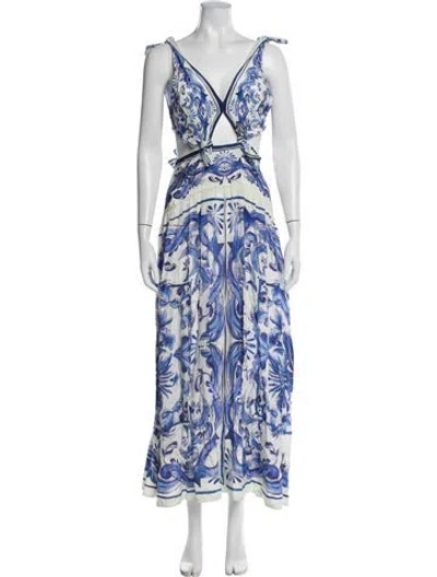 Pre-owned Farm Rio Floral Print Long Dress In Multi