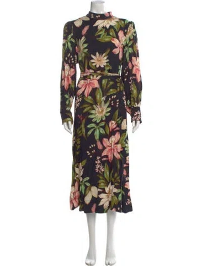Pre-owned Farm Rio Floral Print Long Dress In Multi