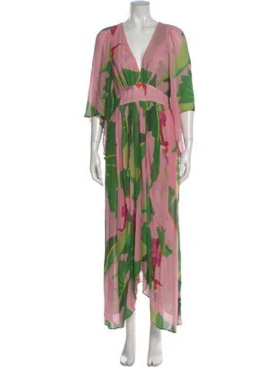 Pre-owned Farm Rio Floral Print Long Dress In Multi