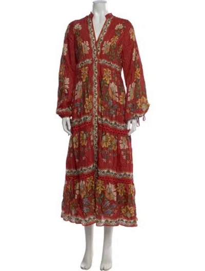 Pre-owned Farm Rio Floral Print Long Dress In Multi