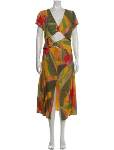Pre-owned Farm Rio Floral Print Long Dress In Multi