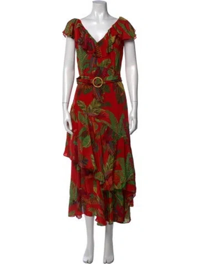 Pre-owned Farm Rio Floral Print Long Dress In Multi