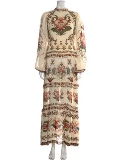 Pre-owned Farm Rio Floral Print Long Dress In Multi