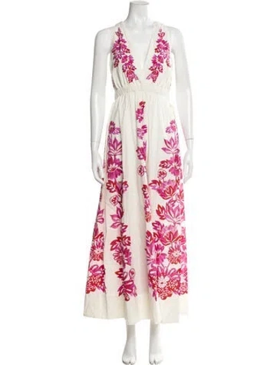 Pre-owned Farm Rio Floral Print Long Dress In Multi