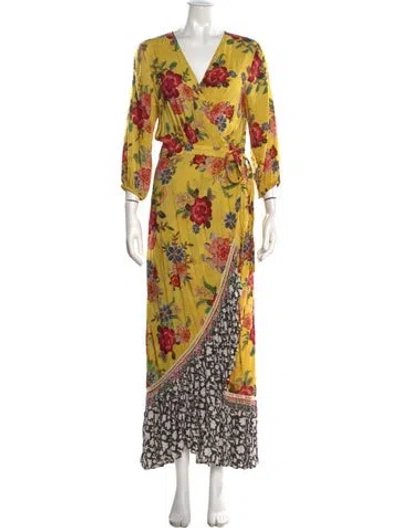 Pre-owned Farm Rio Floral Print Long Dress In Multi