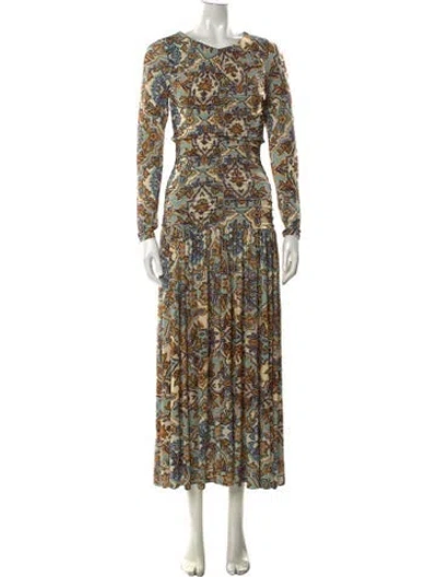 Pre-owned Farm Rio Floral Print Long Dress In Multi