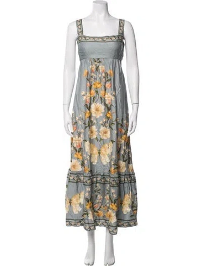 Pre-owned Farm Rio Floral Print Long Dress In Multicolor