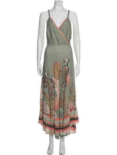 Pre-owned Farm Rio Floral Print Long Dress In Multicolor