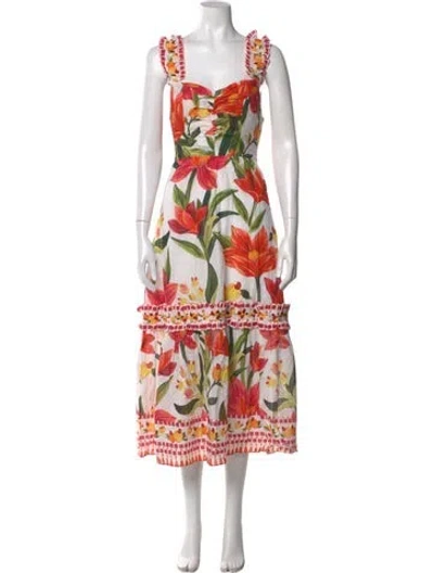 Pre-owned Farm Rio Floral Print Long Dress In Neutral