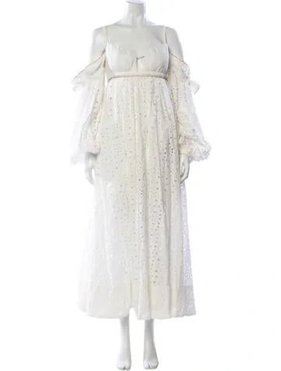 Pre-owned Farm Rio Floral Print Long Dress In Neutral